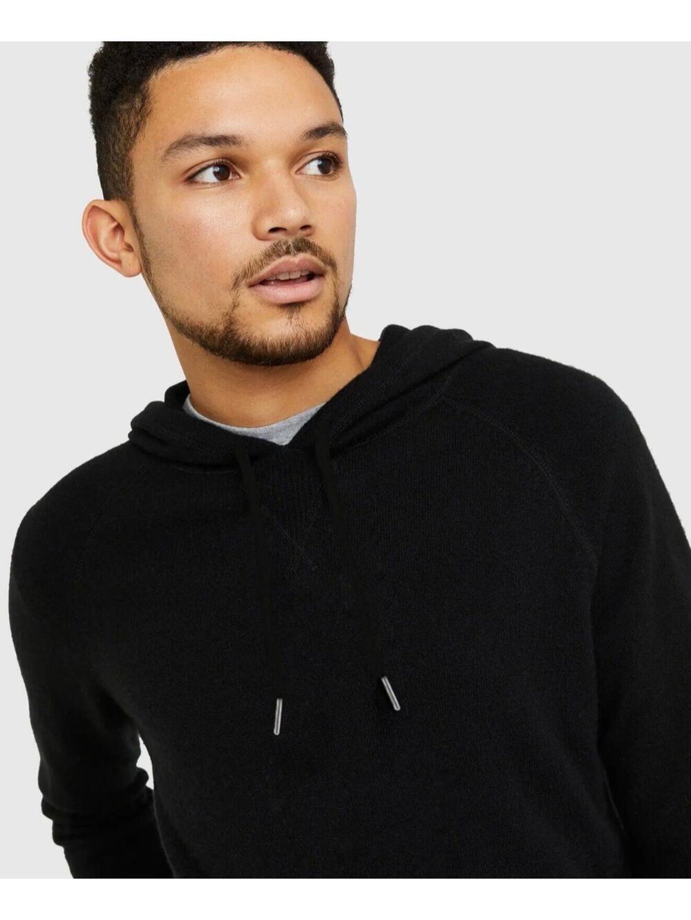 Quince 100% Mongolian Cashmere Pullover Hoodie Black Medium NWT Luxury Sweater